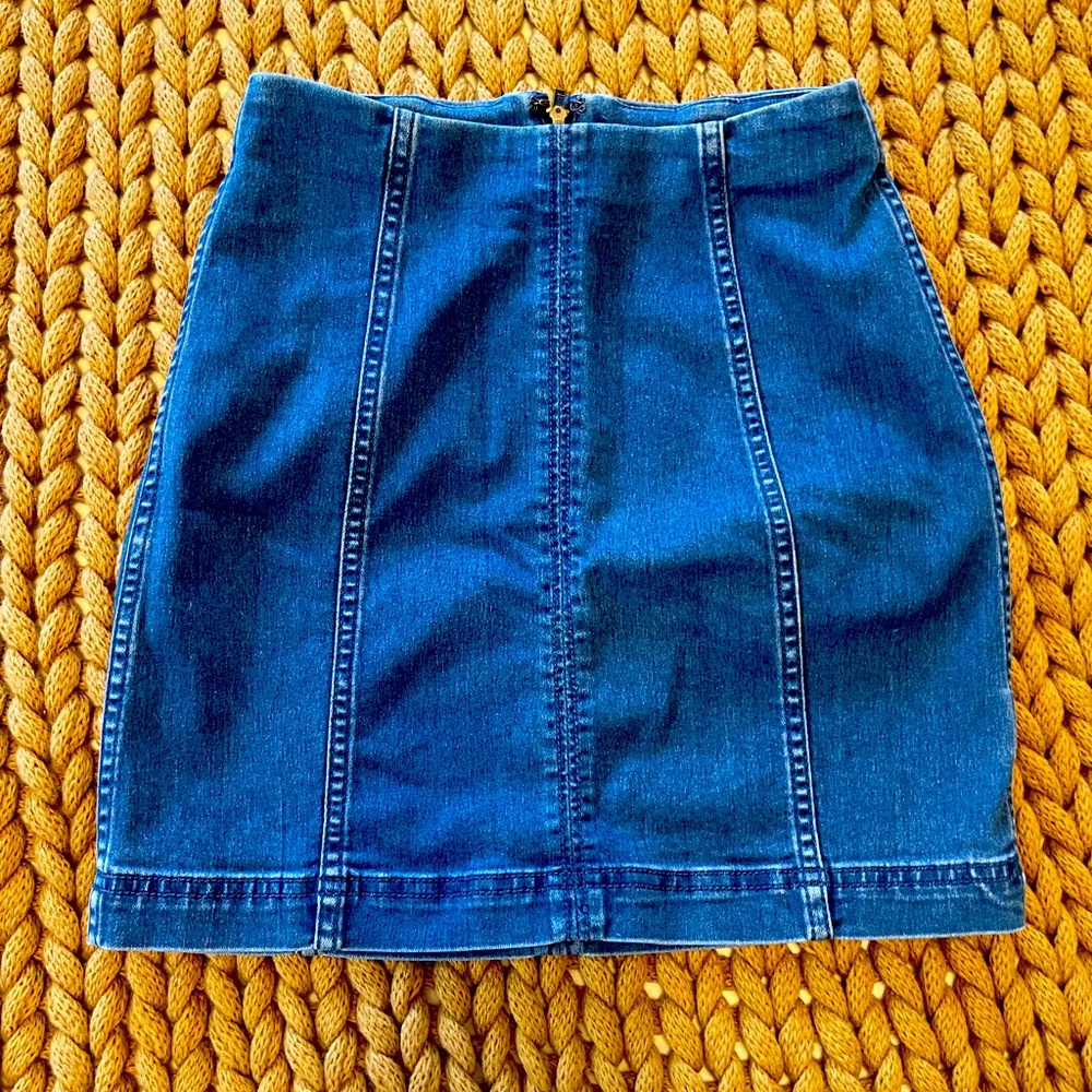 High waisted denim Free People short skirt.
